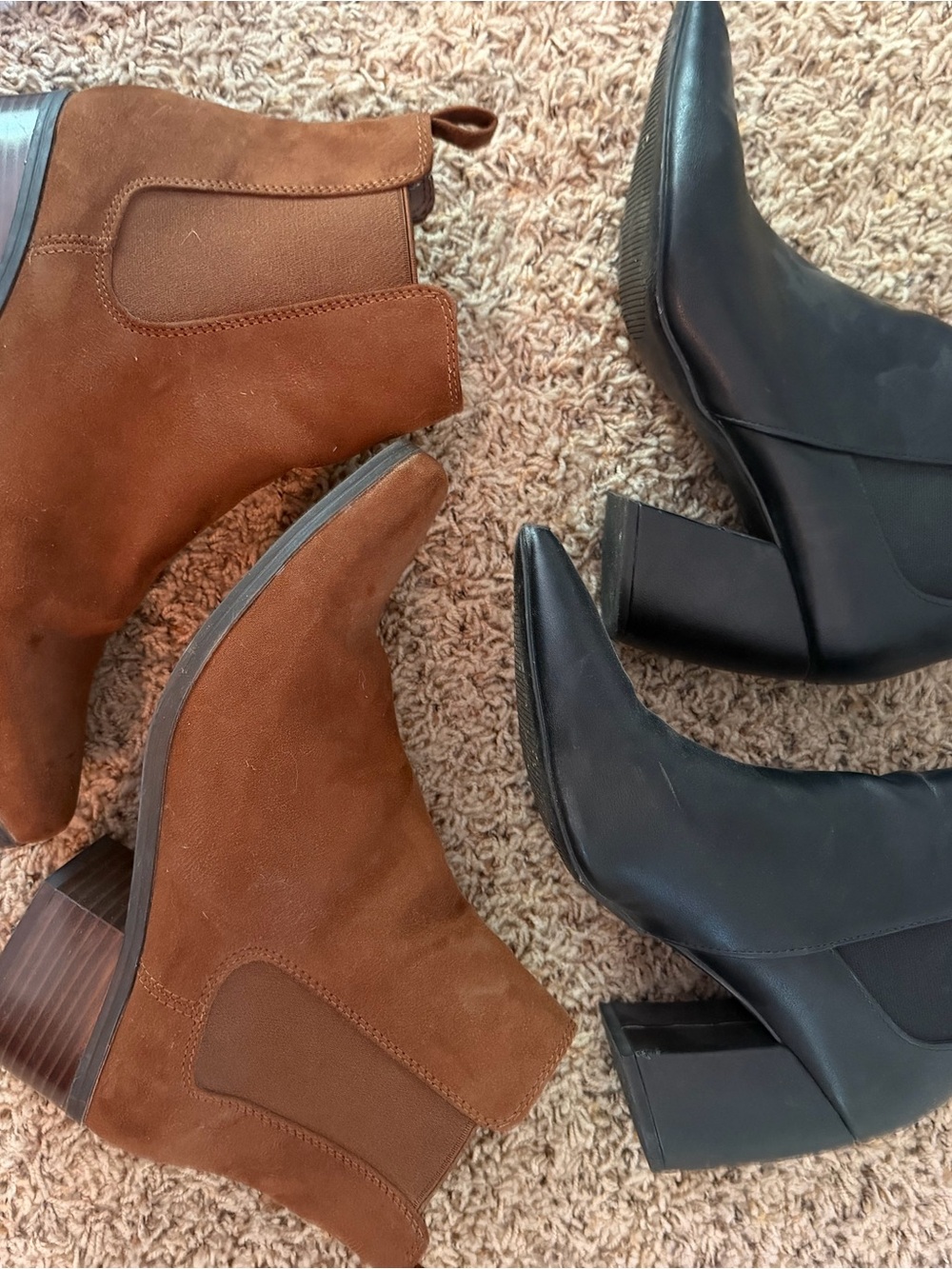 Lulu's Women's Black Leather & Brown Suede Pointed Ankle Boots - Picture 3 of 3